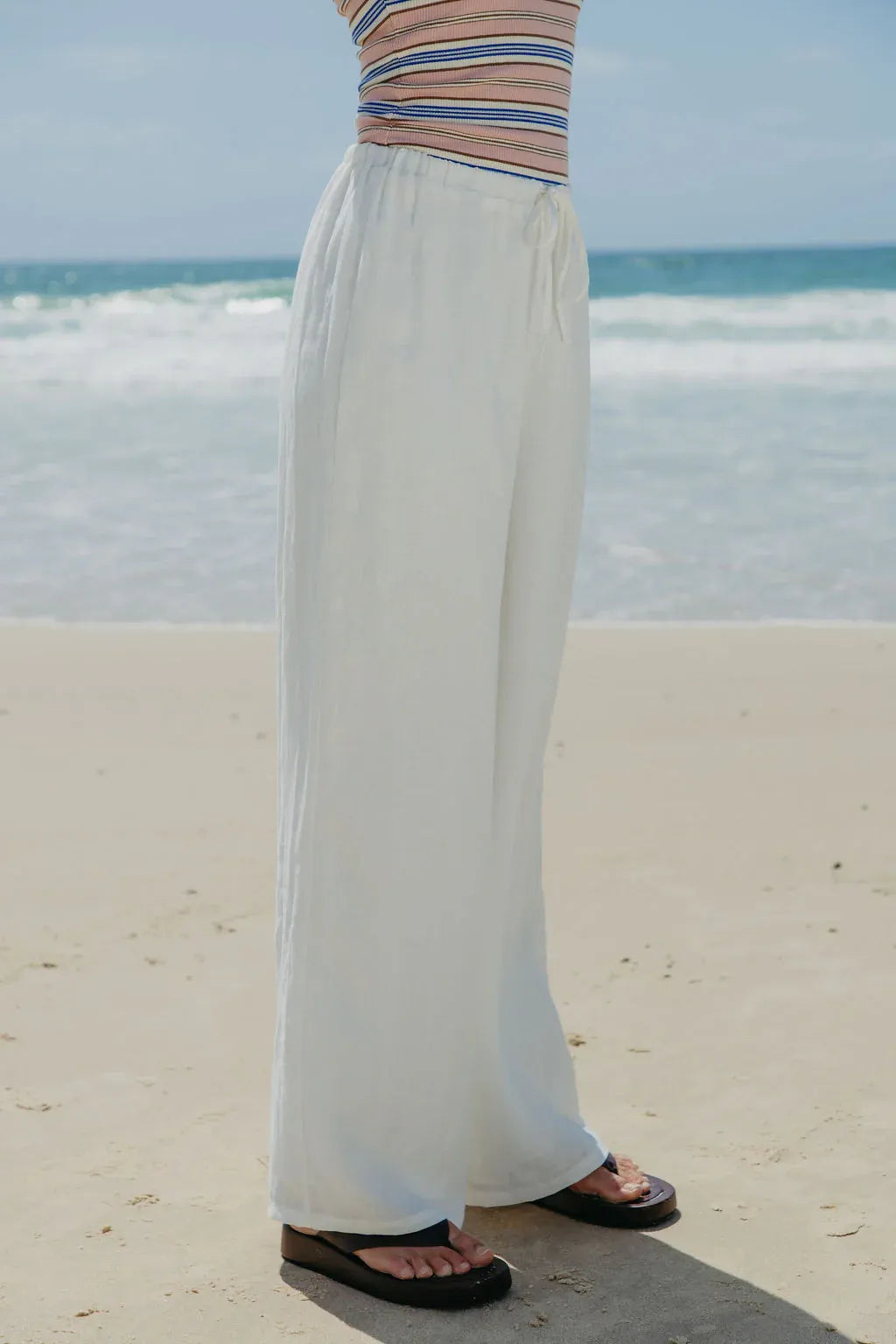 Willow Straight-Leg Linen Pants - White