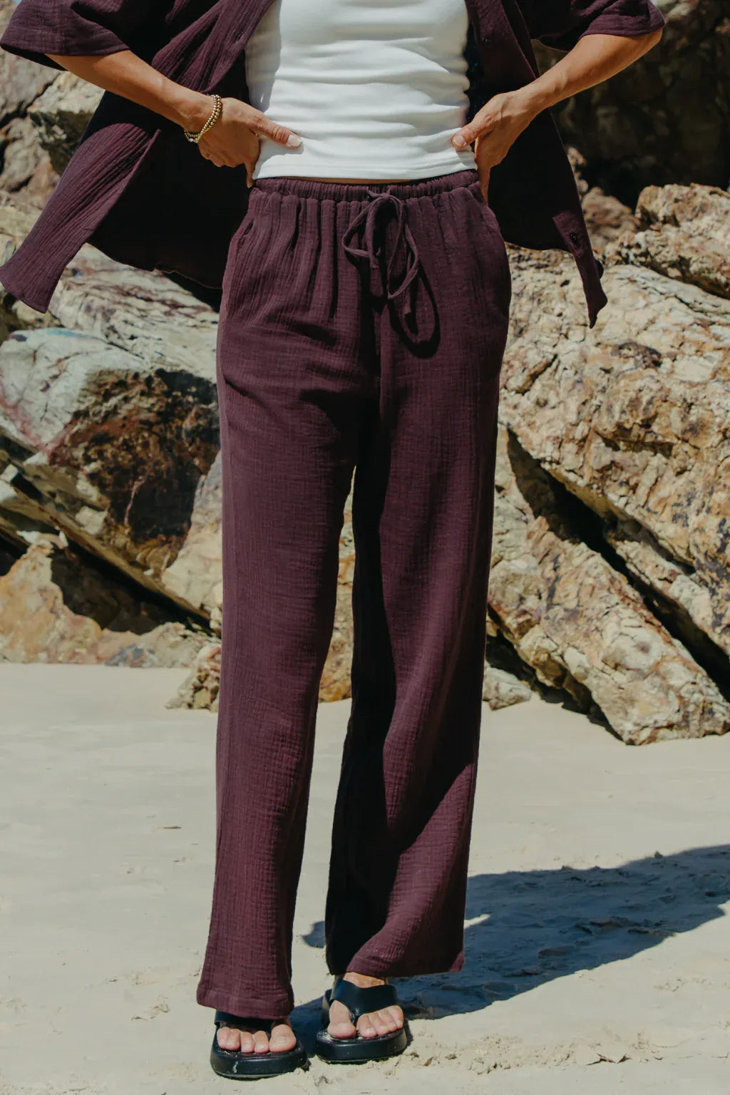 Zulu Cotton Pants - Choc Berry