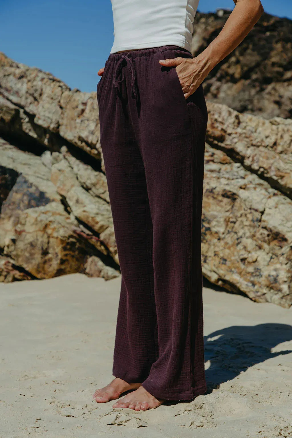 Zulu Cotton Pants - Choc Berry