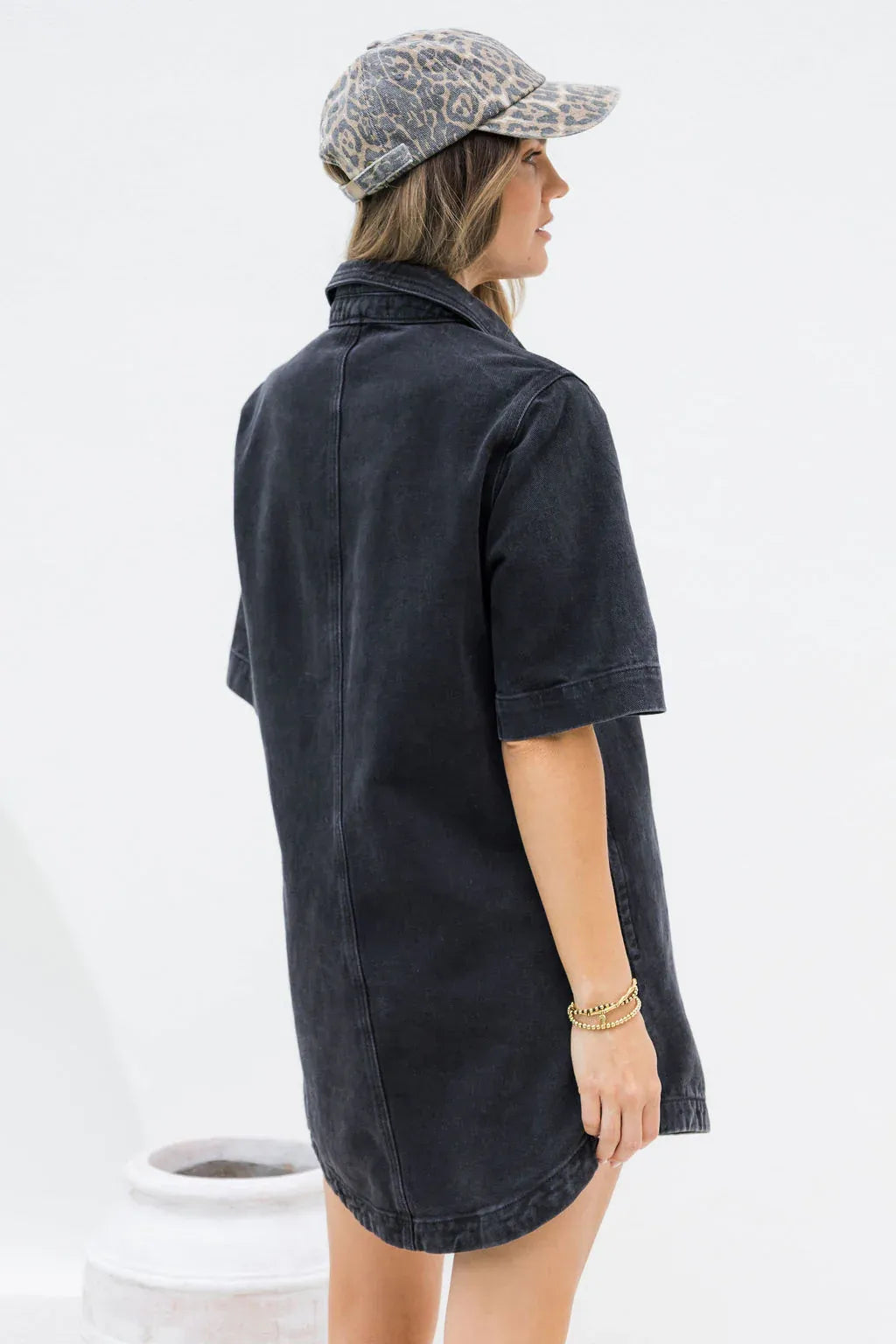 Tallow Relaxed-Fit Denim Mini Dress - Black