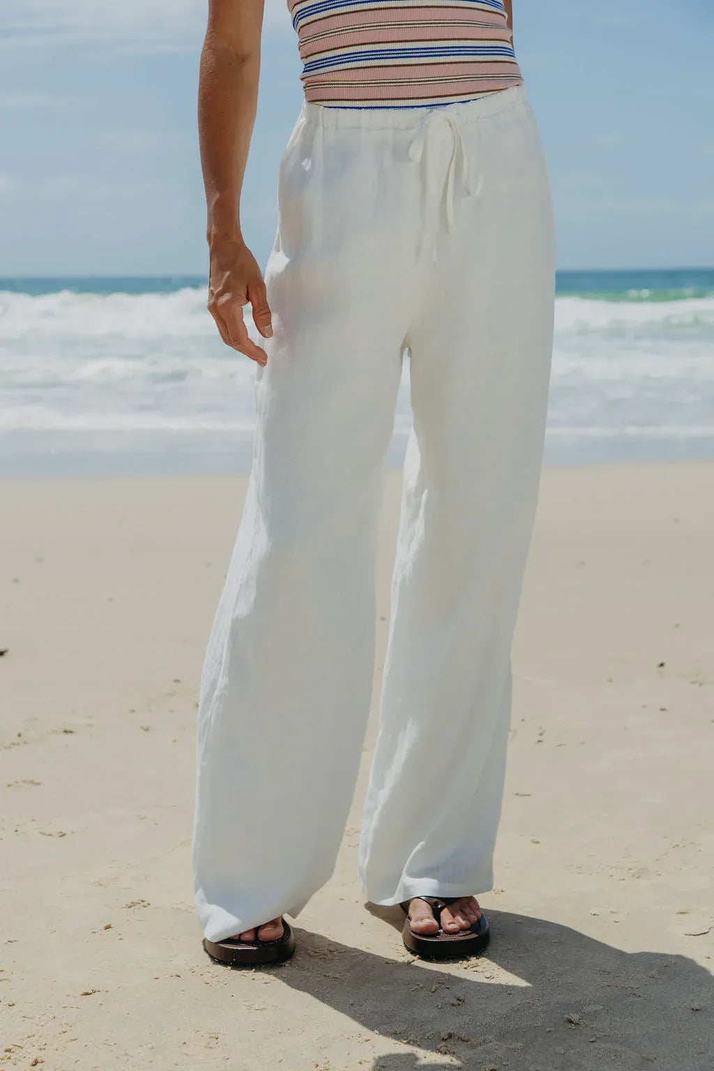 Willow Straight-Leg Linen Pants - White