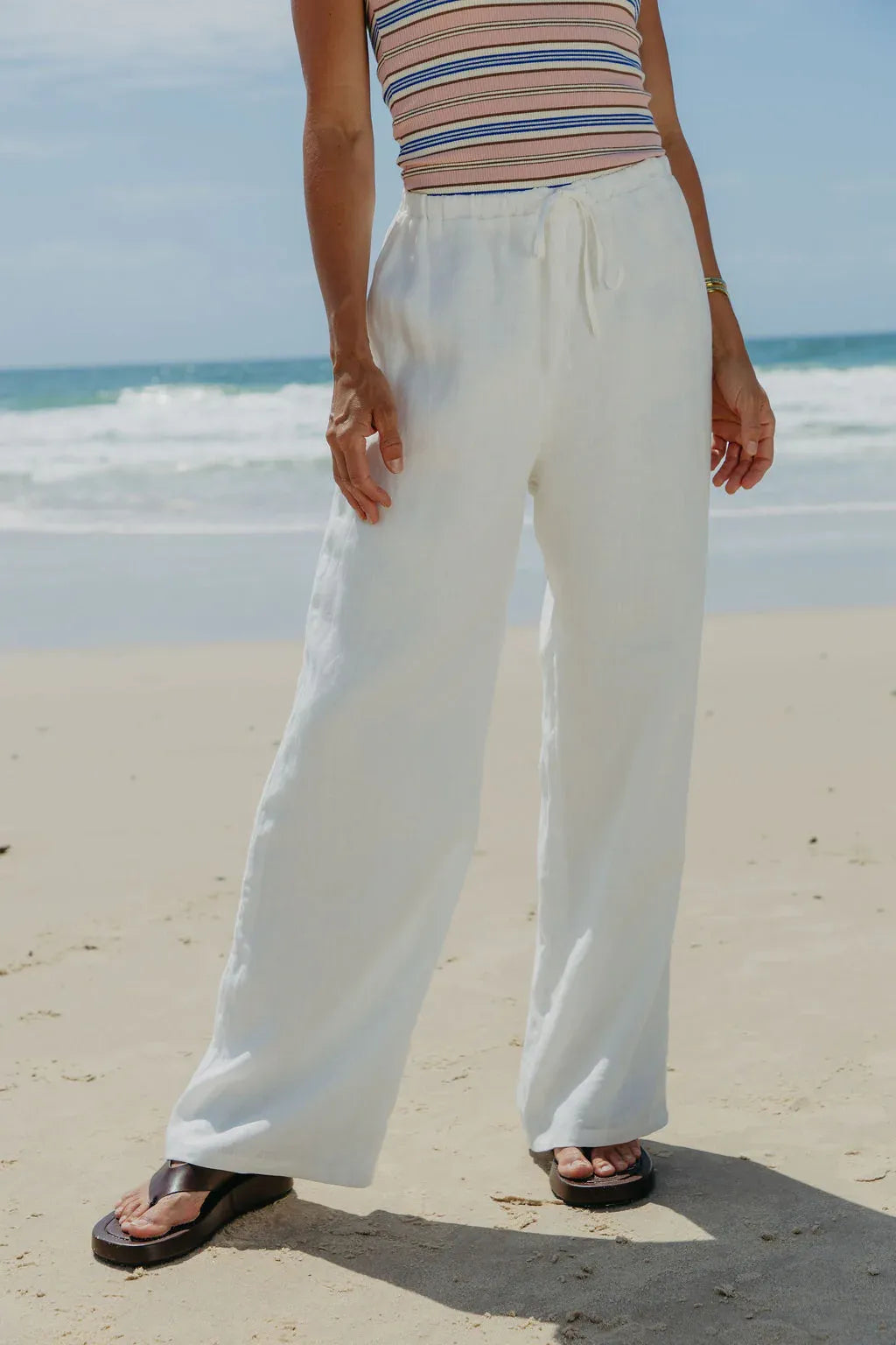 Willow Straight-Leg Linen Pants - White
