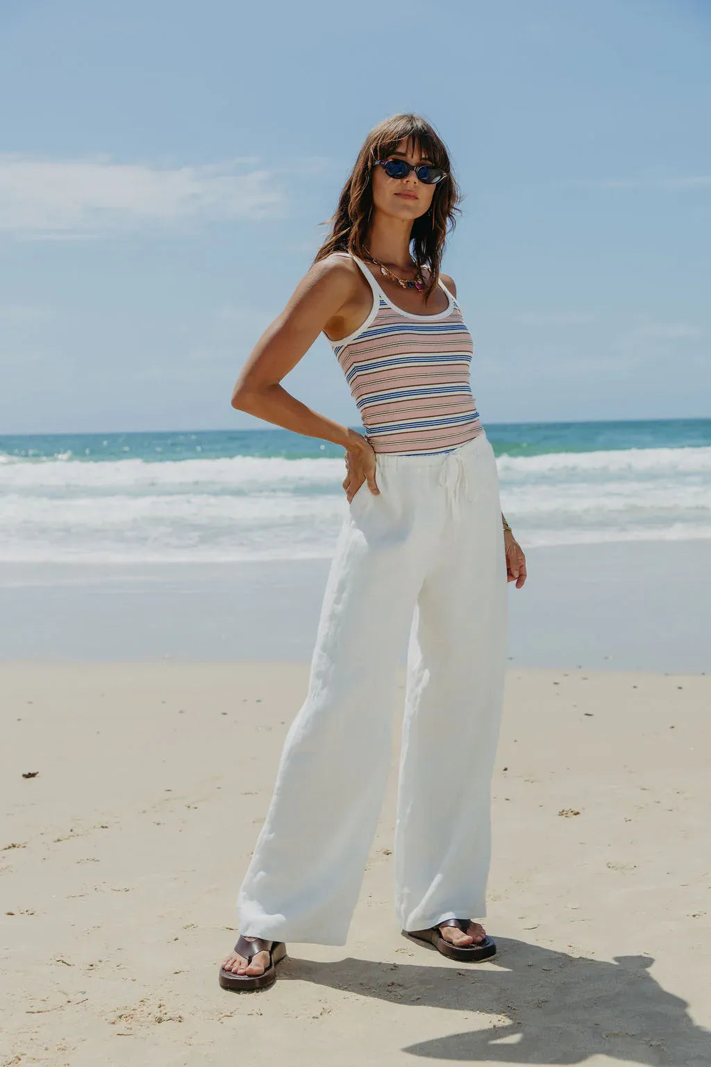 Willow Straight-Leg Linen Pants - White