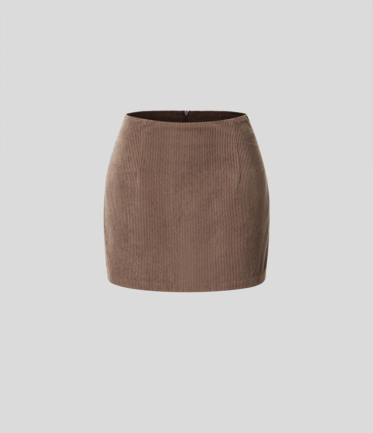 Performance-Minikjol – Corduroy med dolda shorts och blixtlås